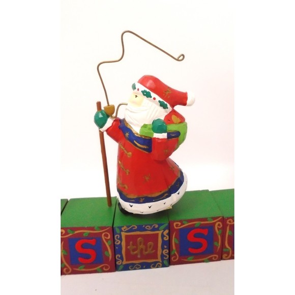Midwest Importers All Wood "Tis the Season" Santa & Wooden Blocks #13737-6 - Picture 7 of 15
